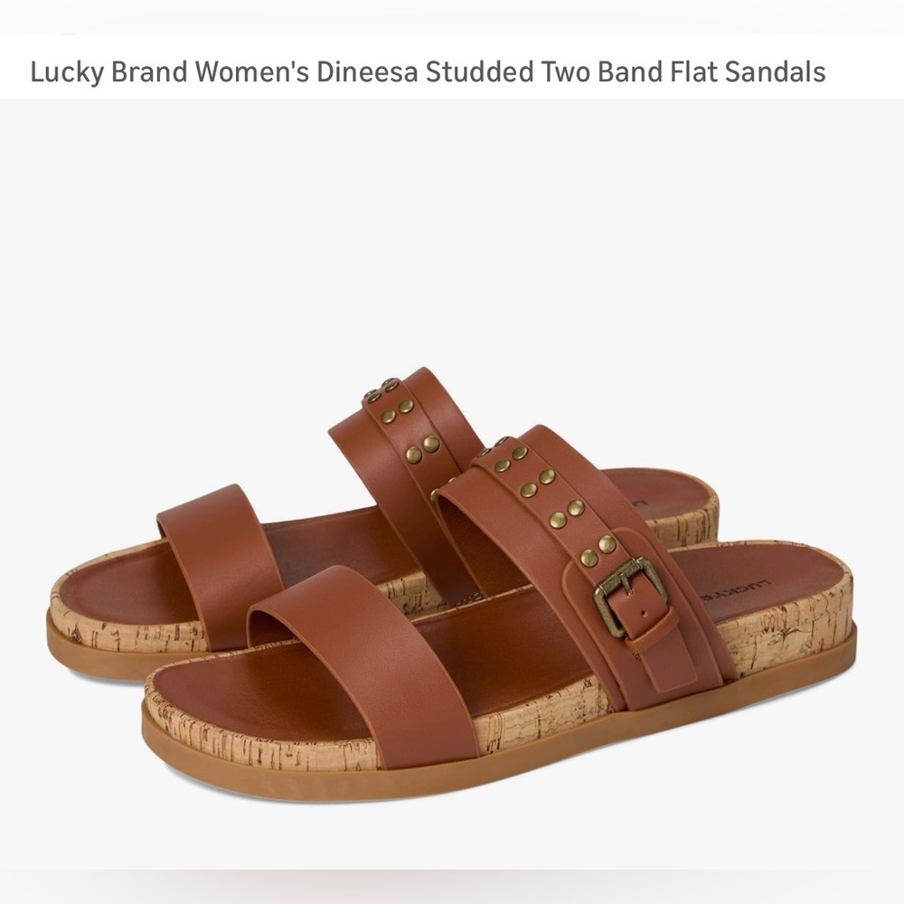 Lucky Brand conger Dineesa studded two band flat  Sandals size 7.5 NWOT